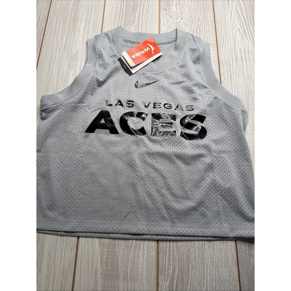 New Nike Womens Las Vegas Aces Crop Top Shirt Size Medium Gray
